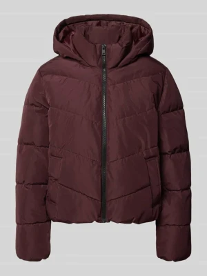 kurtka pikowana w kroju regular fit z kapturem model 'CLAIR' Only Bordowy