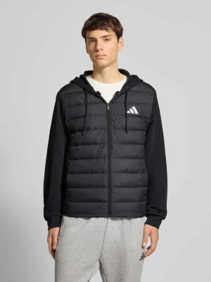 Kurtka pikowana z kapturem i logo Adidas Czarny
