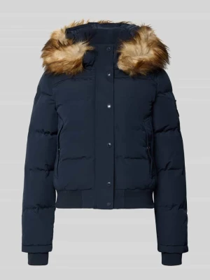 Kurtka pikowana z kapturem i sztuczne futro model 'EVEREST BOMBER' Superdry Granatowy