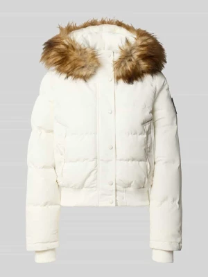 Kurtka pikowana z kapturem i sztuczne futro model 'EVEREST BOMBER' Superdry Złamany biały