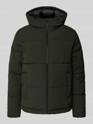 Kurtka pikowana z kapturem model 'GALAXY' Jack&Jones Oliwkowy