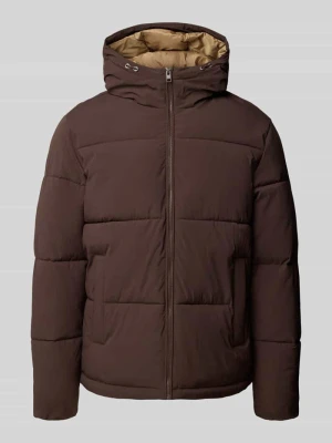 Kurtka pikowana z kapturem model 'GALAXY' Jack&Jones Średniobrązowy