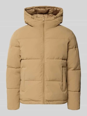 Kurtka pikowana z kapturem model 'GALAXY' Jack&Jones Średniobrązowy