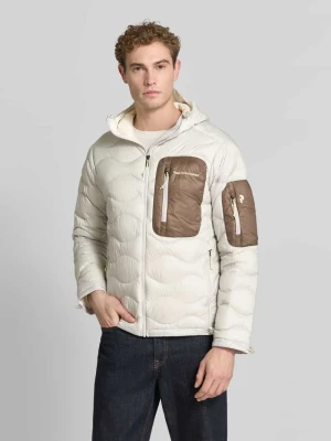 Kurtka pikowana z kapturem model 'Helium Utility Down Hood' Peak Performance Srebrny