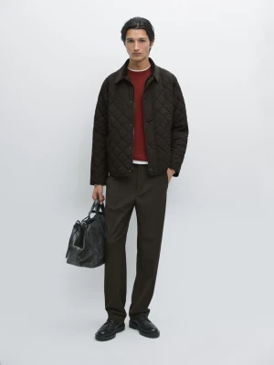 Quilted Jacket With Corduroy Collar - Brązowy - - Massimo Dutti - Mężczyzna