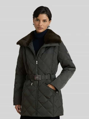 Kurtka pikowana z paskiem w talii Lauren Ralph Lauren Khaki