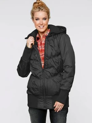 Kurtka pikowana z szerokim ściągaczem i kapturem bonprix