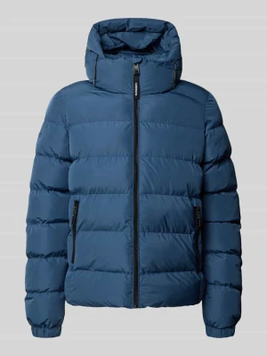 Kurtka pikowana z wyhaftowanym logo i kapturem Superdry Królewski niebieski