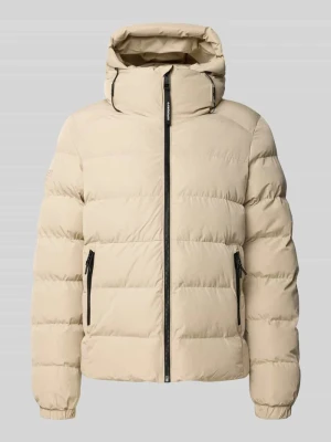 Kurtka pikowana z wyhaftowanym logo i kapturem Superdry Złamany biały