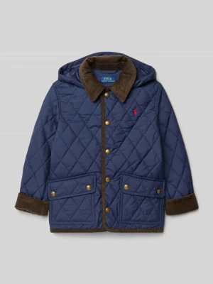 Kurtka pikowana z wyhaftowanym logo i kieszeniami z patką Polo Ralph Lauren Kids