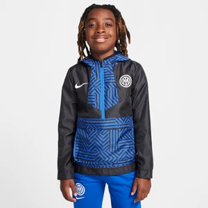 Kurtka piłkarska typu anorak dla dużych dzieci (chłopców) Nike Inter Mediolan Amplify Windrunner (wersja domowa) - Czerń