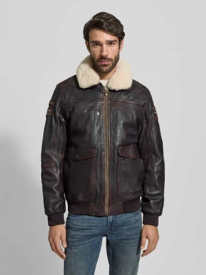 Kurtka pilotka o kroju regular fit ze skóry model ‘SNOWPROP’ PME Legend