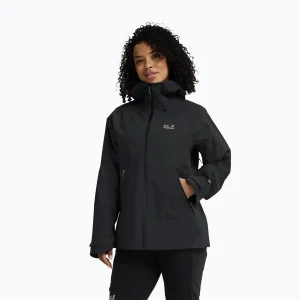 Kurtka przeciwdeszczowa damska Jack Wolfskin Rockpaw 3L phantom Czarny