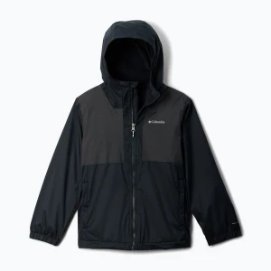 Kurtka przeciwdeszczowa dziecięca Columbia Rainy Trails II Fleece mountain black/black slub