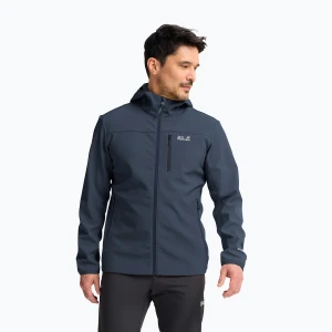 Kurtka przeciwwiatrowa męska Jack Wolfskin Wild Winds Hooded midnight sky Granatowy