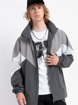 Kurtka przejściowa z kapturem z kolorowych paneli Reporter