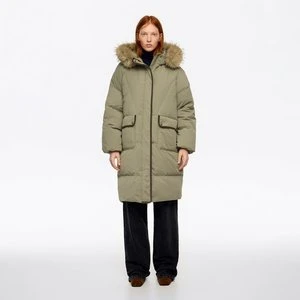 Kurtka puchowa długa raglanowy rękaw jasny kolor khaki BIMBA Y LOLA