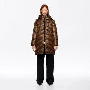 Kurtka puchowa kaptur prosta ciemnooliwkowa BIMBA Y LOLA