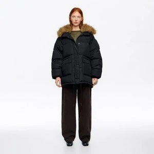 Kurtka puchowa kołnierz sztuczne futerko regulowany dół czarna BIMBA Y LOLA