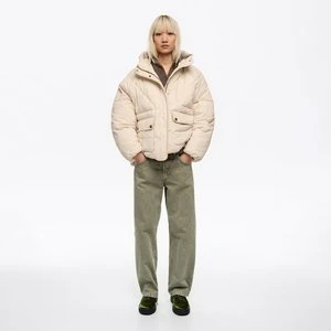 Kurtka puchowa krótka raglanowy rękaw kolor waniliowy BIMBA Y LOLA