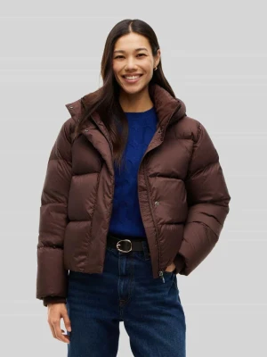 kurtka puchowa o kroju regular fit z kapturem Tommy Hilfiger Czekoladowy