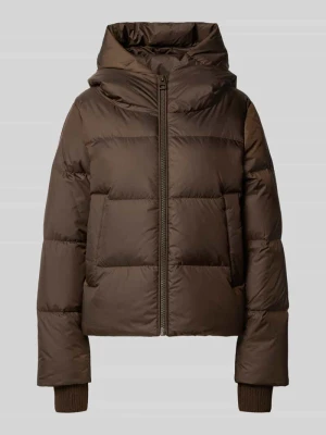 kurtka puchowa o kroju regular fit z naszywką z logo Marc O'Polo Ciemnobrązowy