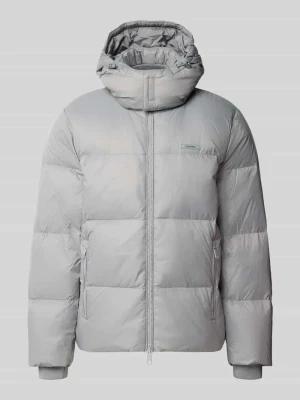kurtka puchowa o kroju regular fit z odpinanym kapturem Calvin Klein Średnioszary