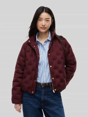 kurtka puchowa o kroju regular fit z wyhaftowanym logo Tommy Hilfiger Ciemnoczerwony