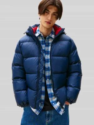 kurtka puchowa o kroju relaxed fit z kapturem Tommy Jeans Ciemnoniebieski