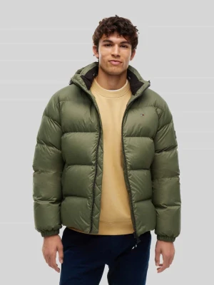 kurtka puchowa o kroju relaxed fit z kapturem Tommy Jeans Oliwkowy