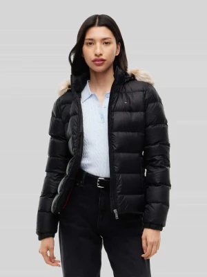 kurtka puchowa o kroju slim fit z odpinanym kapturem Tommy Jeans Czarny