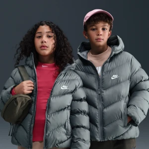 Kurtka puchowa o luźnym kroju dla dużych dzieci Therma-Fit Nike All Day Play - Szary