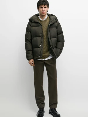Kurtka Puchowa Oversize - Ciemny Khaki - Massimo Dutti - Male