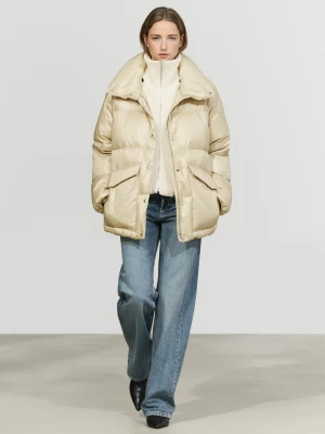 Kurtka Puchowa Z Odpinanym Golfem - Surowy - Massimo Dutti - Female