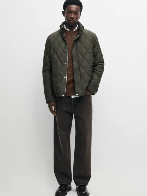 Kurtka Puchowa Z Detalami W Postaci Guzików - Khaki - Massimo Dutti - Male
