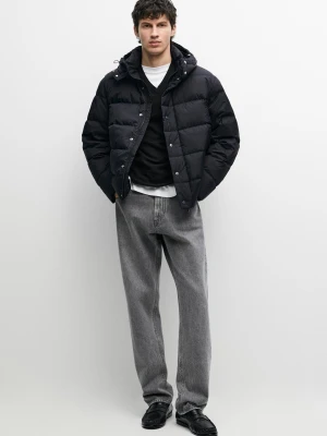Kurtka Puchowa Z Kaptur - Ciemnoniebieski - Massimo Dutti - Male