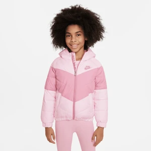 Kurtka puchowa z kapturem i szewronem dla małych dzieci Nike - Różowy