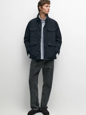 Kurtka Puchowa Z Kieszeniami - Ciemnomorski - Massimo Dutti - Male