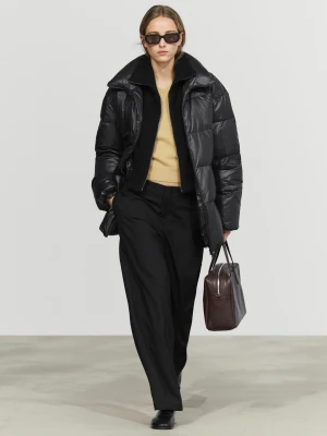 Kurtka Puchowa Z Odpinaną Dzianinową Wstawką - Czarny - Massimo Dutti - Female