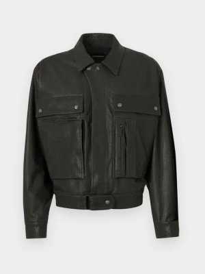 Kurtka skórzana Emporio Armani brązowy