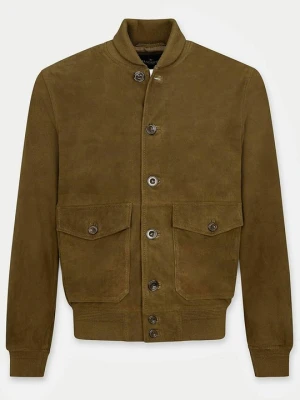 Kurtka skórzana Hackett London oliwkowy