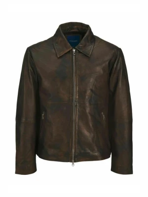Kurtka skórzana Jack&Jones brązowy