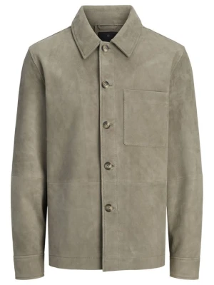 Kurtka skórzana Jack&Jones oliwkowy