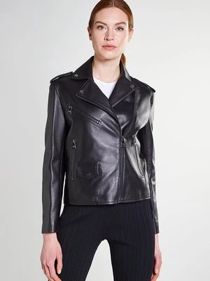 Kurtka skórzana KARL LAGERFELD czarny