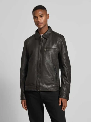 Kurtka skórzana na zamek model 'Vintage Short' MAURITIUS