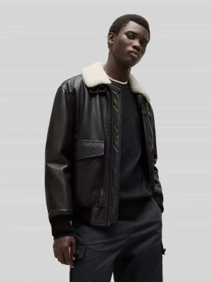 Kurtka skórzana o kroju regular fit w stylu aviator model ‘LORAN’ HUGO