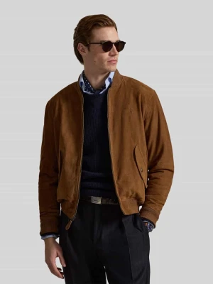 Kurtka skórzana o kroju regular fit z bocznymi kieszeniami z patkami Polo Ralph Lauren Camel