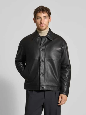Kurtka skórzana o kroju regular fit z delikatnej skóry jagnięcej model ‘LANCE’ Selected Homme