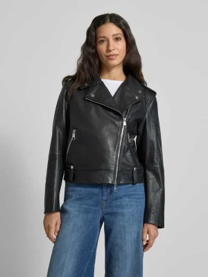 Kurtka skórzana o kroju regular fit z fakturowanej skóry bydlęcej Boss Orange