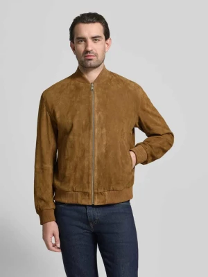 Kurtka skórzana o kroju regular fit z naturalnej skóry koziej welurowej model ‘H-MULLER’ Boss